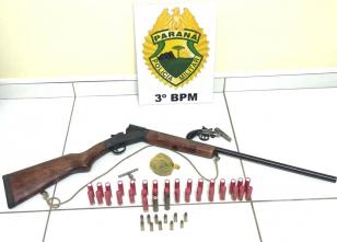 Denúncia de violência doméstica leva PM a apreender armas de fogo, munições e maconha em São João (PR)