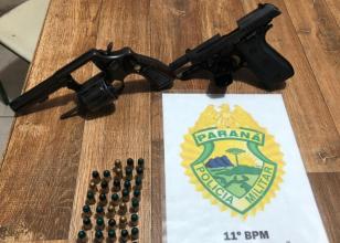 Três homens são encaminhados por envolvimento com o porte ilegal de armas de fogo e munições em Ubiratã, no Noroeste do estado