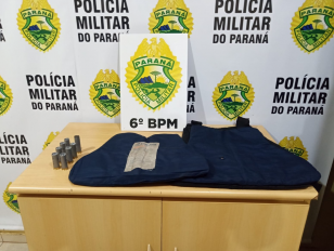 Colete balístico e munições são apreendidos pela PM em Cascavel (PR)