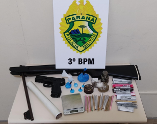 PM apreende armas de grosso calibre em Santo Antônio da Platina