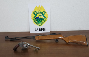 PM apreende armas de grosso calibre em Santo Antônio da Platina