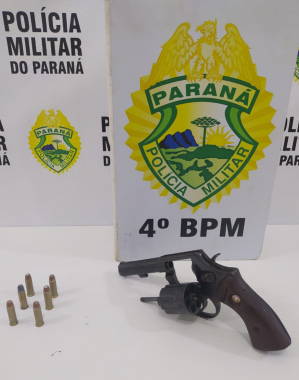 Policiais apreendem revólver e munições escondidos em veículo em Maringá, no noroeste do estado