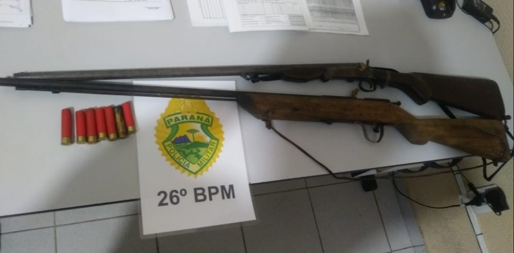 PM aprende duas armas de fogo em Imbaú, no interior do Paraná