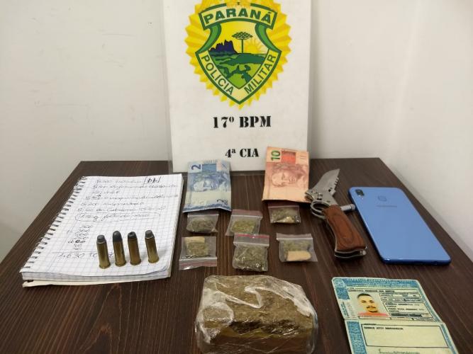 PM aborda dupla e acaba apreendendo maconha e munições na Região Metropolitana de Curitiba (RMC)