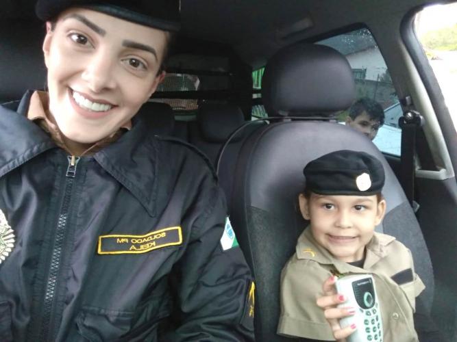 PM realizada festa surpresa para menina de 5 anos, em São João (PR)