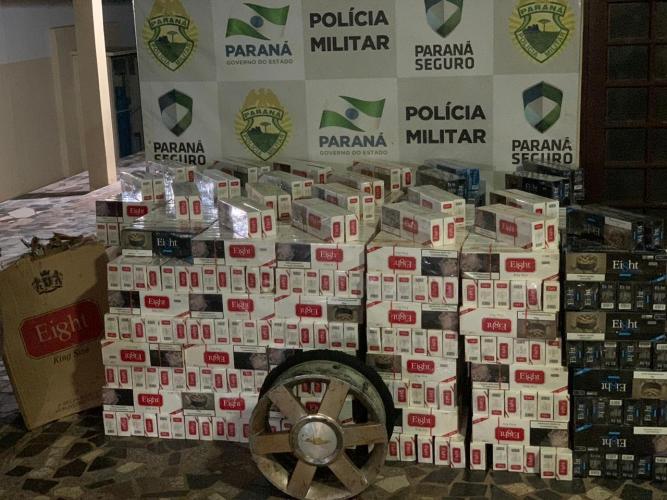 PM prende homem eapreende mais de 1,1 mil pacotes de cigarros contrabandeados no Noroeste doestado