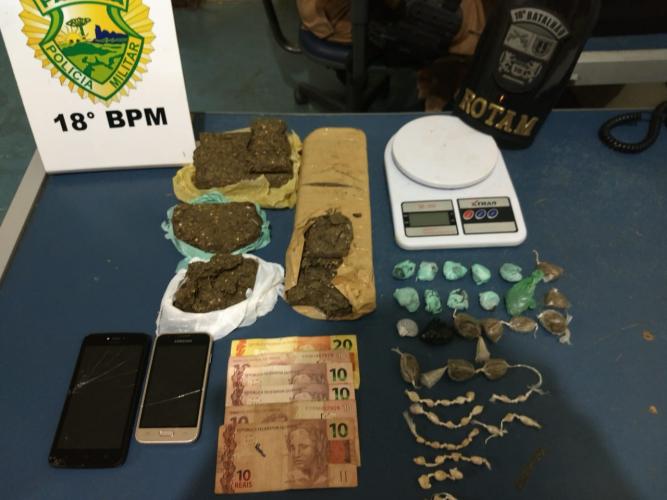 PM encaminha três homens e apreende quase dois quilos de maconha em Santa Cecília, no Norte Pioneiro do estado