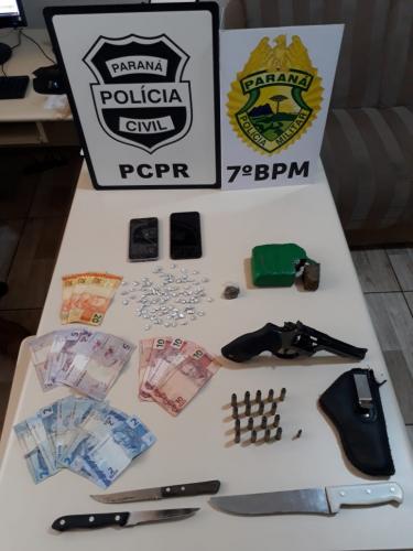 Em ocorrências diversas, PM encaminha seis pessoas, arma de fogo e drogas no Noroeste do Paraná