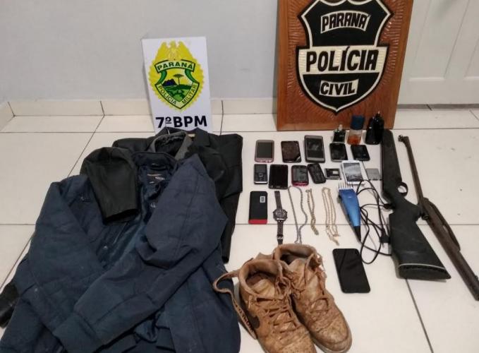 Em ação conjunta, Polícia Militar e Civil prendem quatro homens e recuperam objetos roubados em Cidade Gaúcha, no Noroeste do estado