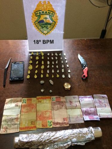 Diversas drogas são apreendidas pela PM em Congonhinhas, no Norte do Paraná; Dois são encaminhados