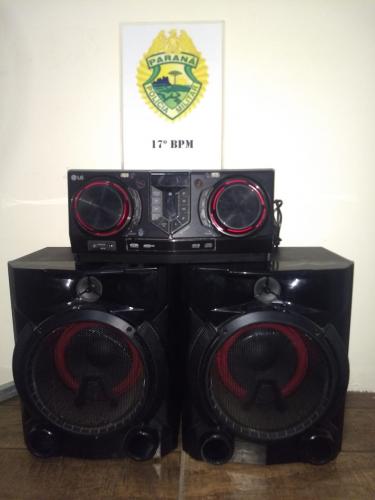 Denúncia leva PM a apreender caixa de som em Fazenda Rio Grande, na RMC