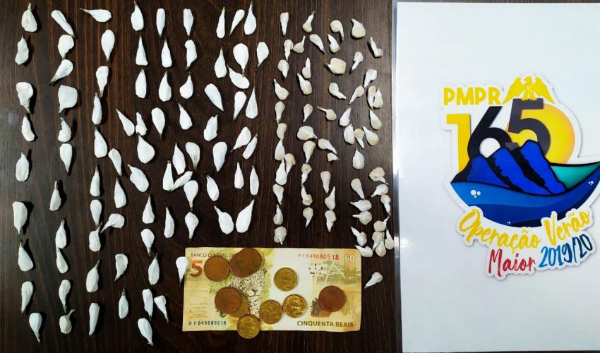 No Litoral do estado, PM prende homem e apreende mais de 100 porções de drogas