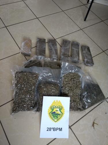 No Sudeste do estado, PM e PRF prendem dupla e apreende mais de 11 quilos de maconha