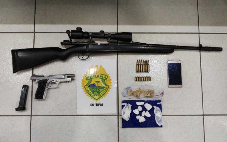 Fuzil é apreendido após PM receber denúncia em Guarapuava (PR), no Centro-Sul do estado