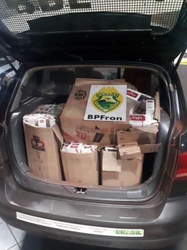Carga de cigarros contrabandeados é apreendida pelo BPFron no Oeste do estado