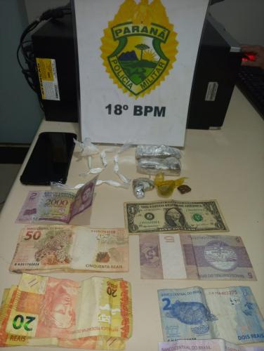 No Norte do estado, PM prende homem e apreende drogas e dinheiro durante patrulhamento