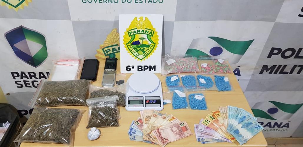 Em Cascavel, PM apreende drogas e recupera objetos furtados de lojas no último fim de semana