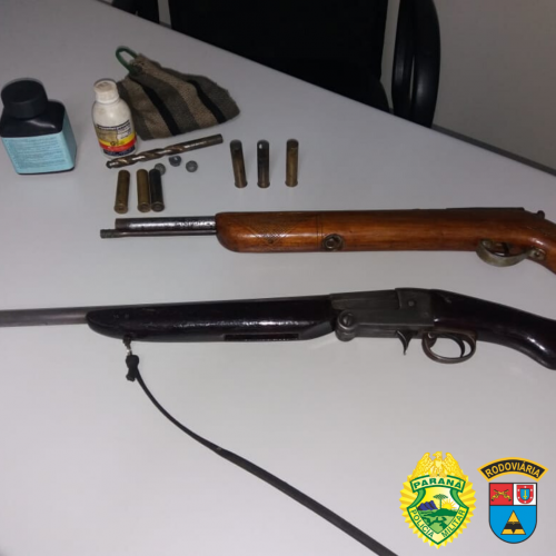 Espingardas são apreendidas pelo BPRv durante o feriado de Corpus Christi no Paraná