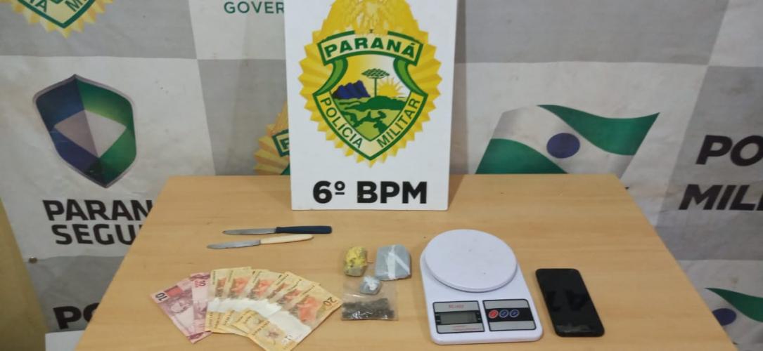 Em Cascavel, equipe da Radiopatrulha apreende porções de maconha