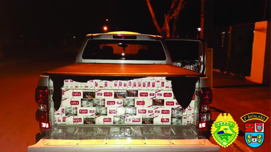 Caminhonete carregada com cigarros contrabandeados é apreendida pela PM no Noroeste do estado