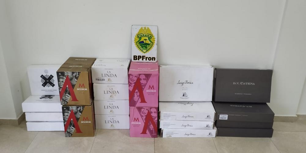 No Sudoeste do estado, BPFron apreende 132 garrafas de vinhos contrabandeados da Argentina