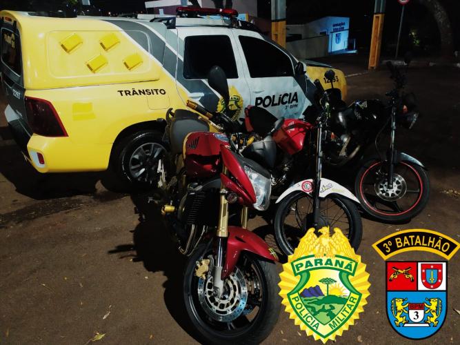 Em Pato Branco (PR), PM apreende três motocicletas em situações distintas
