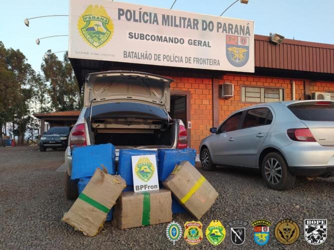 Combate ao tráfico na fronteira resulta em três carros e 300 quilos de maconha apreendidos pelas equipes policiais da Operação Hórus