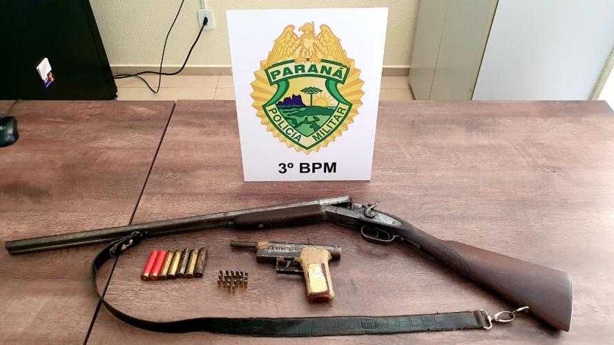 Garrucha e espingarda são apreendidas pela PM em Mangueirinha (PR), no Sudoeste do estado
