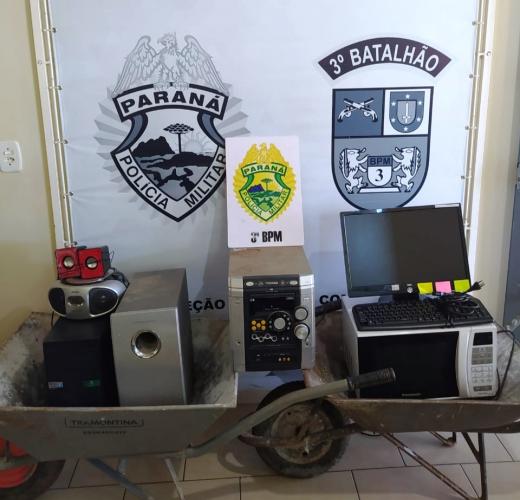 Objetos furtados de escola são recuperados e autor preso pela PM em Pato Branco (PR)