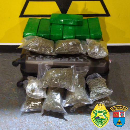 BPRv apreende mais de 15 quilos de maconha ao abordar ônibus que ia para São Paulo