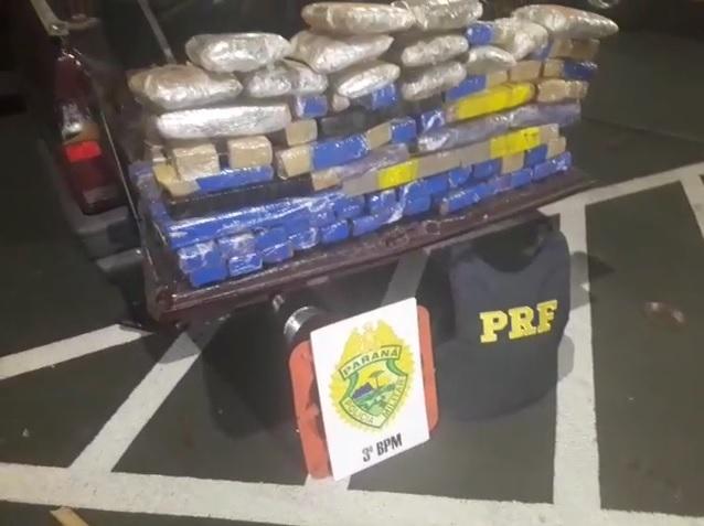 PM e PRF apreendem 64 quilos de maconha em Chopinzinho (PR) durante ação da Operação Sinergia