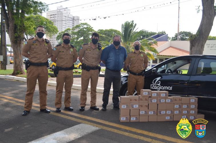 Batalhão da PM de Maringá recebe doação de 500 frascos de álcool gel
