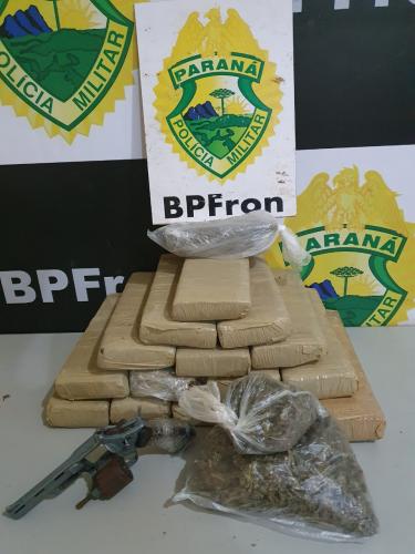 Mais de 16 quilos de maconha são apreendidos pelo BPFron em Guaíra (PR), no Oeste do estado