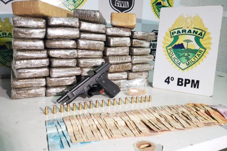 Em Maringá (PR), ROCAM prende homem e apreende 29 quilos de maconha e uma arma de fogo