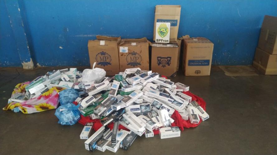 Durante patrulhamento, BPFron apreende 500 pacotes de cigarros contrabandeados no Oeste do estado
