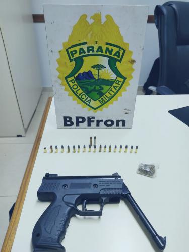 Durante Operação Hórus, policiais do Batalhão de Fronteira apreendem arma de fogo, munições e maconha em Iporã, no Noroeste