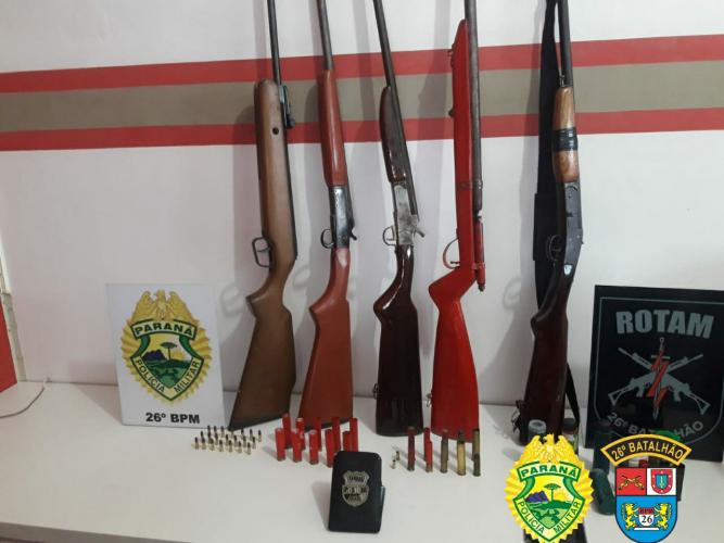 Ação integrada da PMPR com a PCPR resulta na apreensão de 10 armas de fogo em Tibagi, nos Campos Gerais
