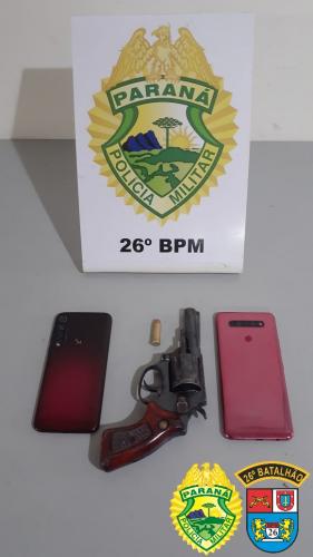 Homem é encaminhado por roubo e arma de fogo é apreendida pela PM em Telêmaco Borba, nos Campos Gerais