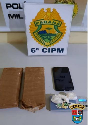 PM encaminha dois adolescentes e apreendem mais de 1,3 quilo de maconha e cocaína no Norte do estado