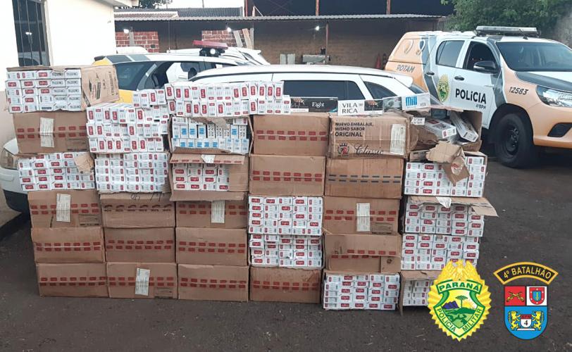 Em Paiçandu, PM encaminha suspeito de contrabando e apreende R$ 31 mil em cigarros