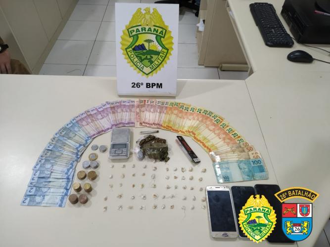 Em Telêmaco Borba, PM apreende drogas e encaminha casal durante a operação Tático Móvel IV