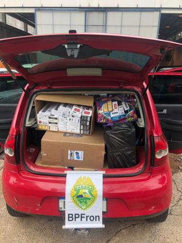 Carro com contrabando é apreendido pelo BPFron durante fiscalização em Foz do Iguaçu pela operação Hórus