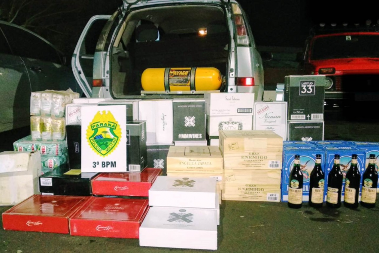 No Sudoeste do estado, PM apreende 44 caixas de vinhos contrabandeados da Argentina