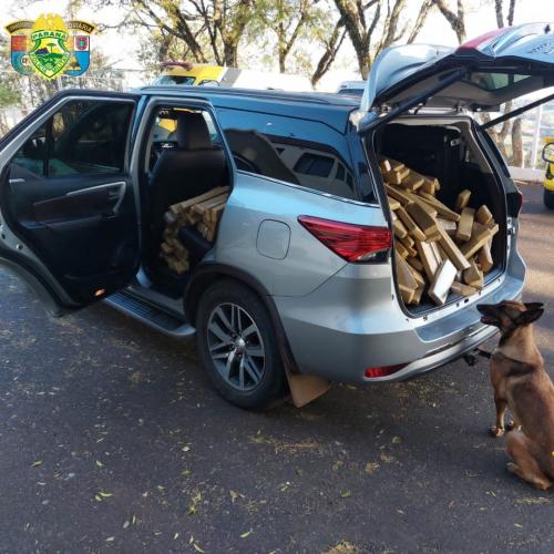Drogas e veículo apreendido pelo BPRv em Chopinzinho, PR.