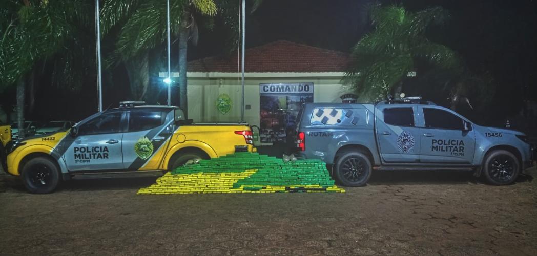 PM apreende 510 kg de maconha em Planaltina do Paraná.