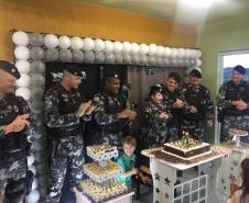 Choque faz surpresa em festa de aniversário de menina que sonha ser policial em Guarapuava (PR)