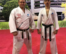 Integrantes da PM representam seleção brasileira em mundial de karatê em Fortaleza (PR)