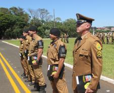 Evento alusivo ao 42º aniversário do 10º BPM reúne ex-comandantes da unidade em sua sede, em Apucarana (PR) 