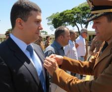 Evento alusivo ao 42º aniversário do 10º BPM reúne ex-comandantes da unidade em sua sede, em Apucarana (PR) 