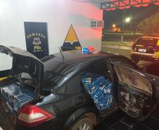 Policiaisrodoviários apreendem 10 mil maços de cigarros contrabandeados no Oeste doestado